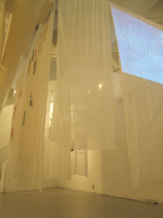 My Lost Home 1故居 1 150 Square feet x 10 feet high Mixed Media Sculpture – Sewing on cloth, painting on cloth, video 2013